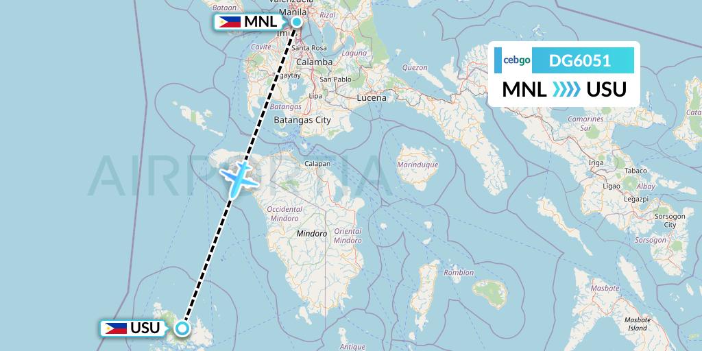 DG6051 Cebgo Flight Map: Manila to Busuanga