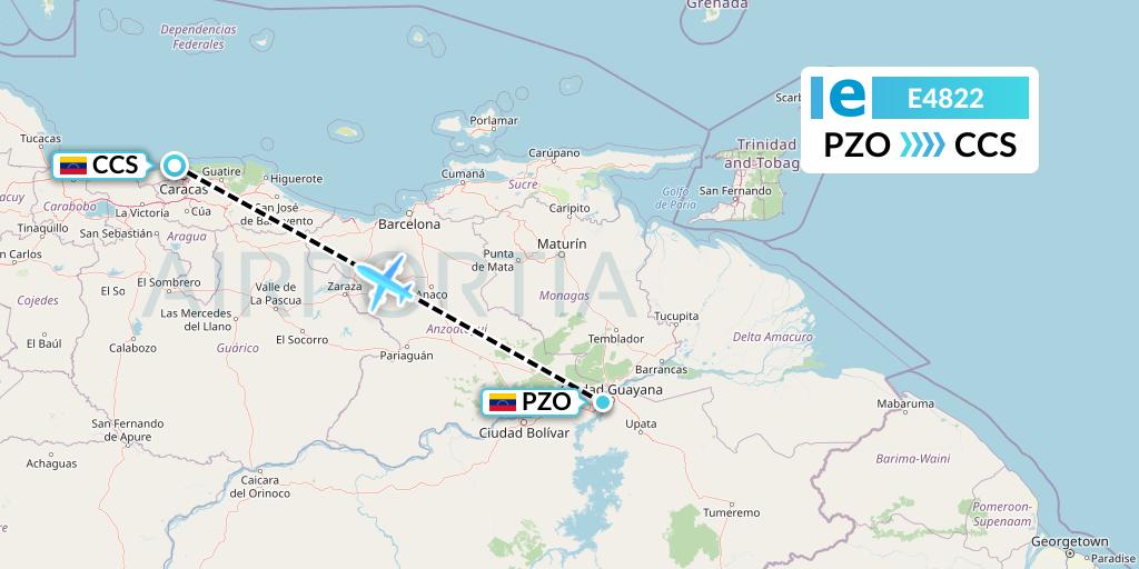 E4822 Estelar Latinoamerica C.A. Flight Map: Puerto Ordaz to Caracas
