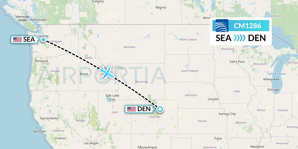 CM1286 Copa Airlines Flight Map: Seattle to Denver