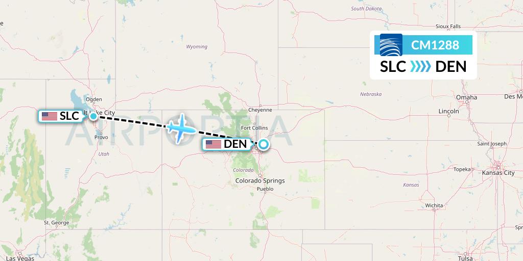 CM1288 Copa Airlines Flight Map: Salt Lake City to Denver