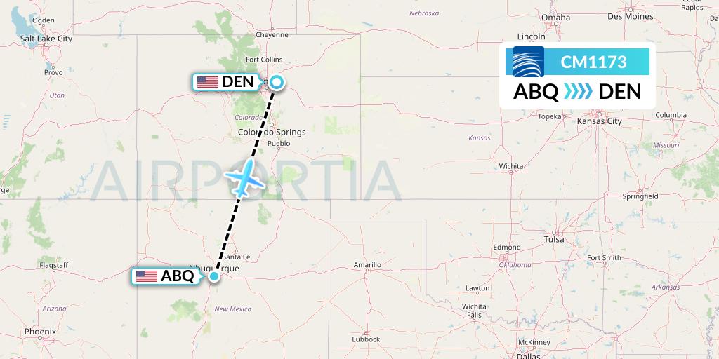 CM1173 Copa Airlines Flight Map: Albuquerque to Denver