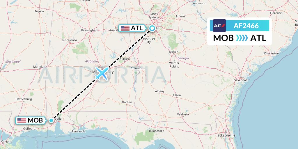 AF2466 Air France Flight Map: Mobile to Atlanta