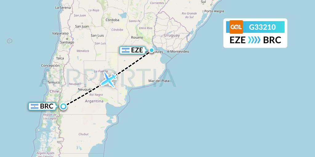 G33210 GOL Transportes Aeros Flight Map: Buenos Aires to San Carlos de Bariloche