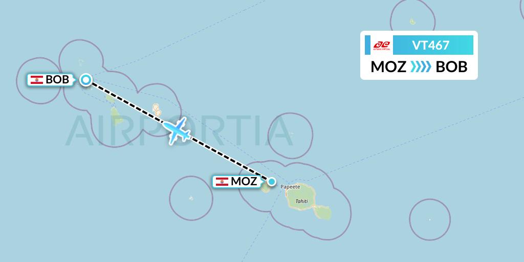 VT467 Air Tahiti Flight Map: Moorea to Bora Bora