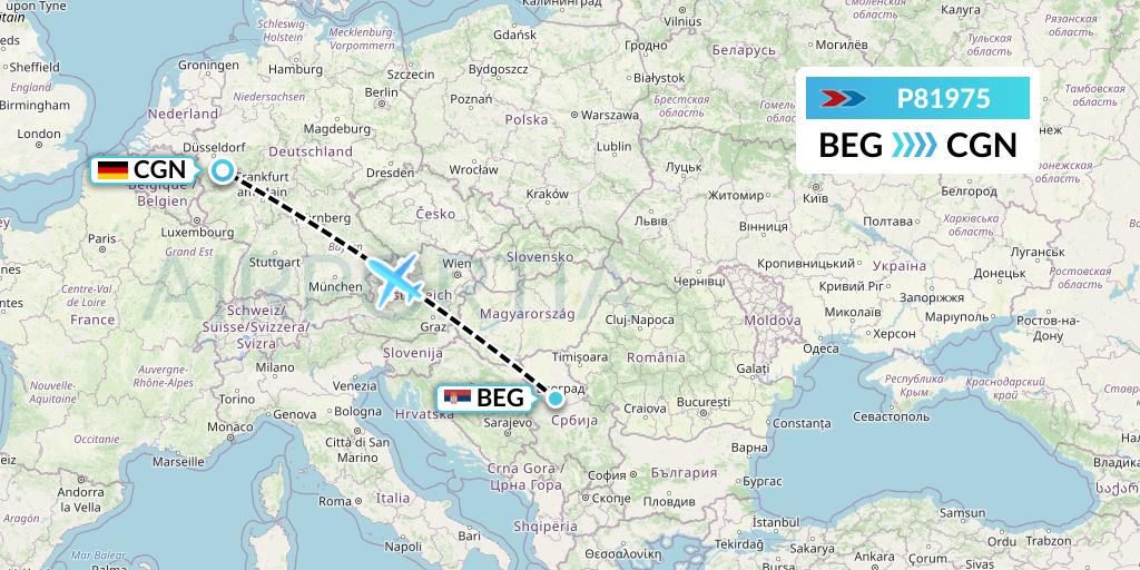 P81975 Sprint Air Flight Map: Belgrade to Cologne