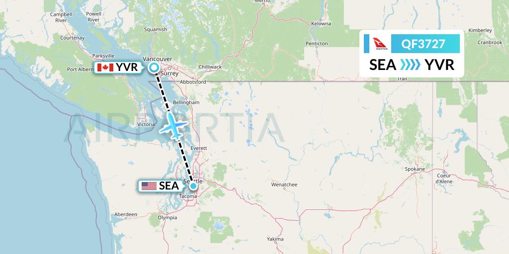 QF3727 Qantas Flight Map: Seattle to Vancouver
