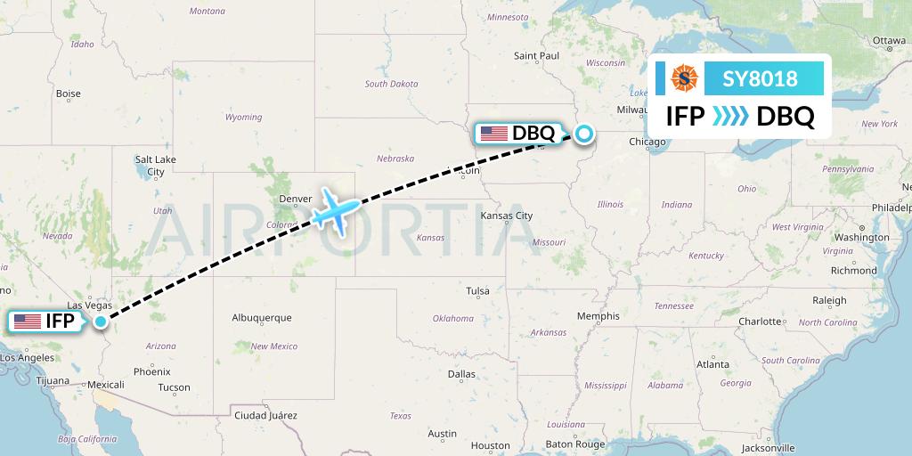 SY8018 Sun Country Airlines Flight Map: Bullhead City to Dubuque