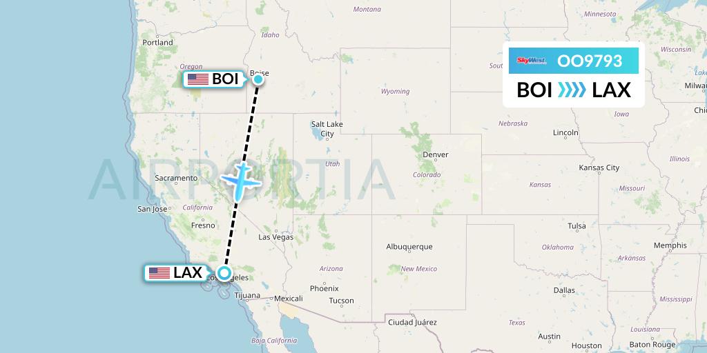 OO9793 SkyWest Airlines Flight Map: Boise to Los Angeles