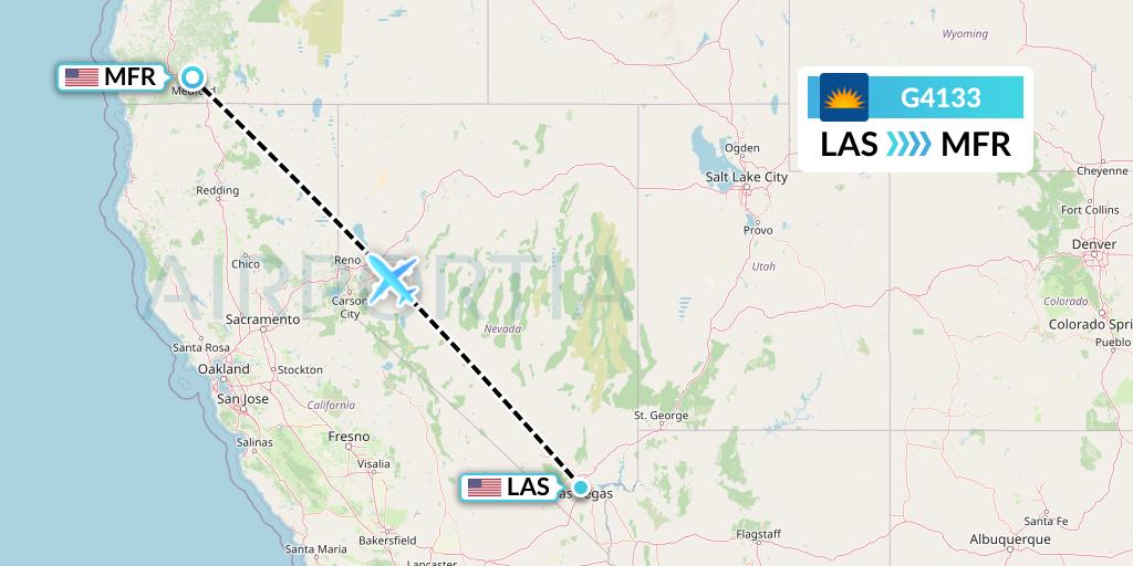 G4133 Allegiant Air Flight Map: Las Vegas to Medford