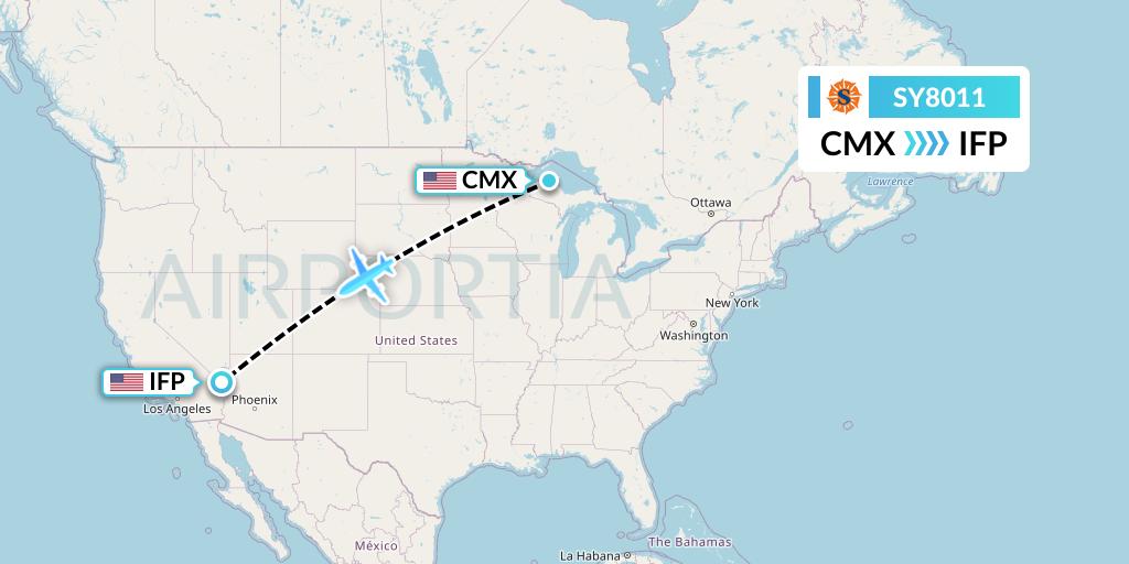SY8011 Sun Country Airlines Flight Map: Hancock to Bullhead City