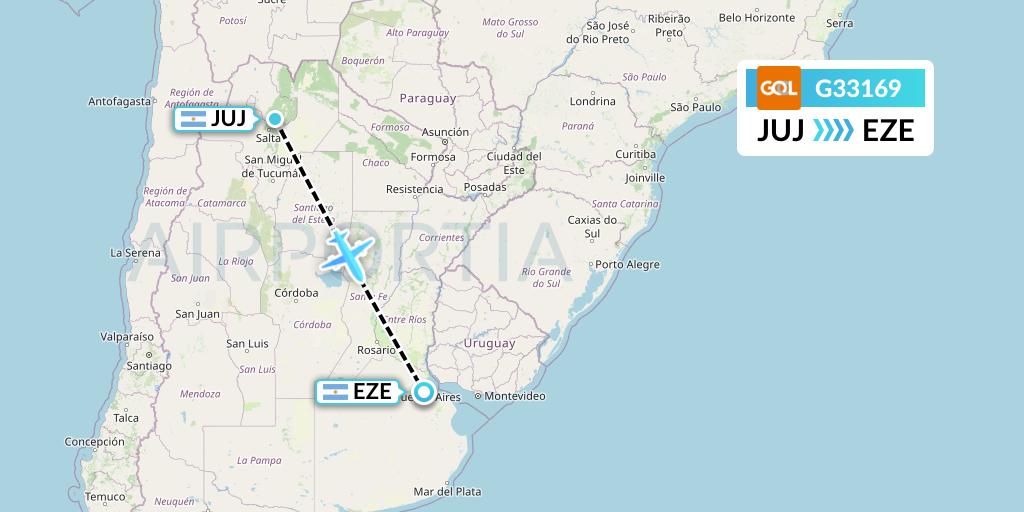 G33169 GOL Transportes Aeros Flight Map: Jujuy to Buenos Aires