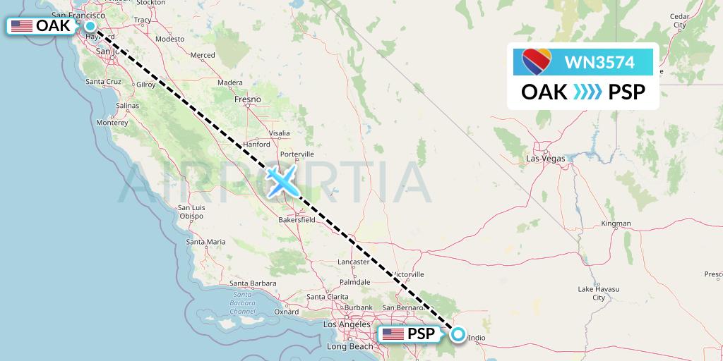 WN3574 Flight Status Southwest Airlines Oakland to Palm Springs (SWA3574)