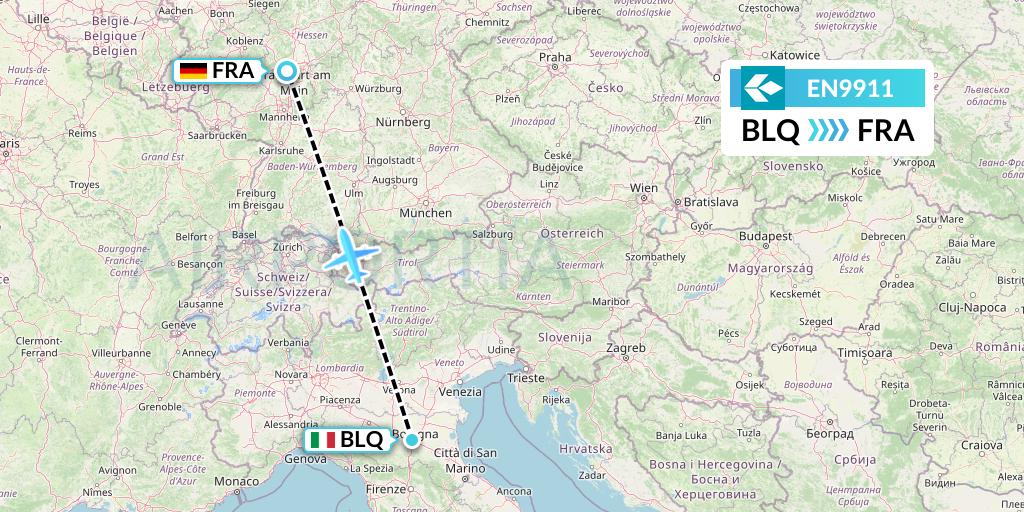 EN9911 Air Dolomiti Flight Map: Bologna to Frankfurt