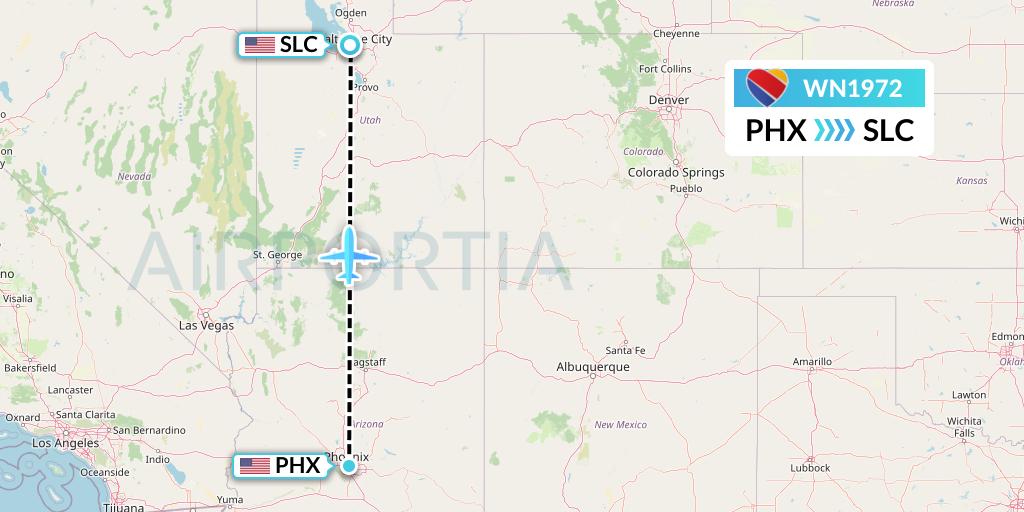 WN1972 Southwest Airlines Flight Map: Phoenix to Salt Lake City