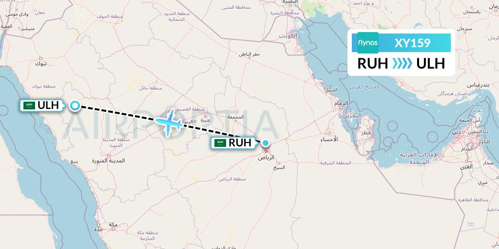 XY159 Flynas Flight Map: Riyadh to Al Ula