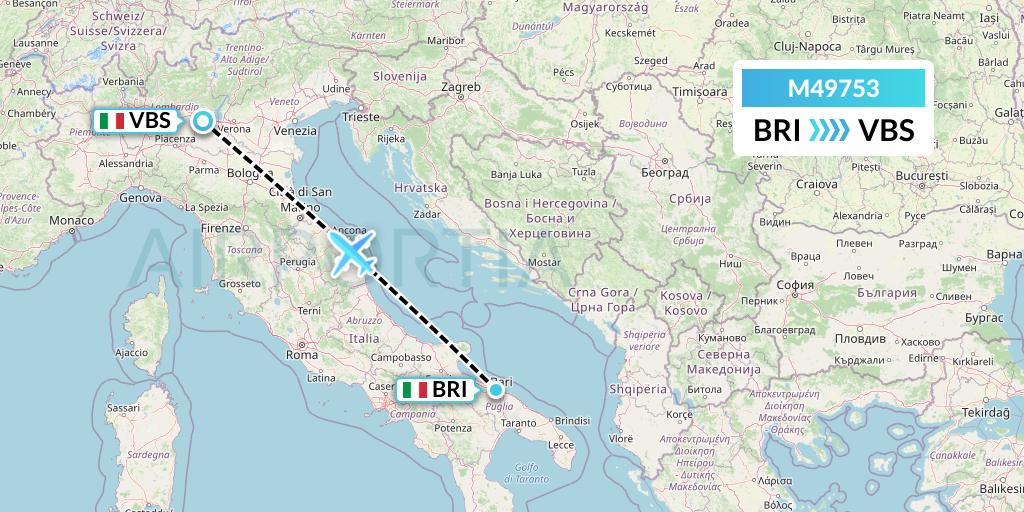 M49753 Mistral Air Flight Map: Bari to Brescia