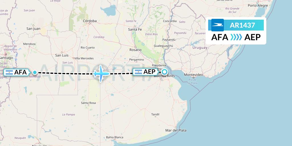 AR1437 Aerolineas Argentinas Flight Map: San Rafael to Buenos Aires