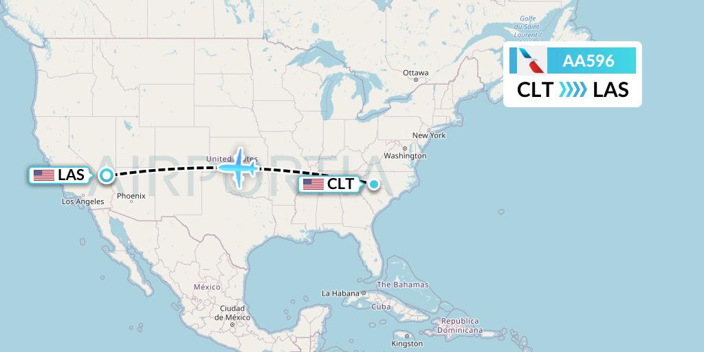 AA596 American Airlines Flight Map: Charlotte to Las Vegas