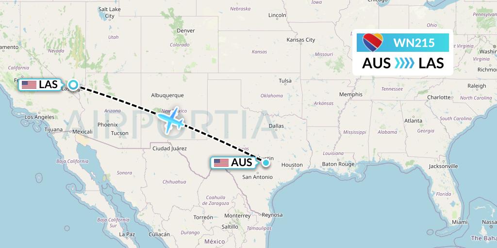 WN215 Southwest Airlines Flight Map: Austin to Las Vegas