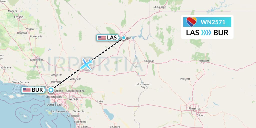 WN2571 Southwest Airlines Flight Map: Las Vegas to Burbank