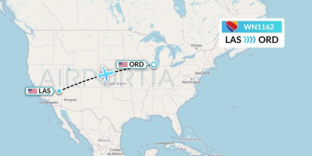 WN1162 Southwest Airlines Flight Map: Las Vegas to Chicago