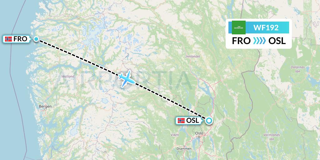 WF192 Wideroe Flight Map: Floro to Oslo