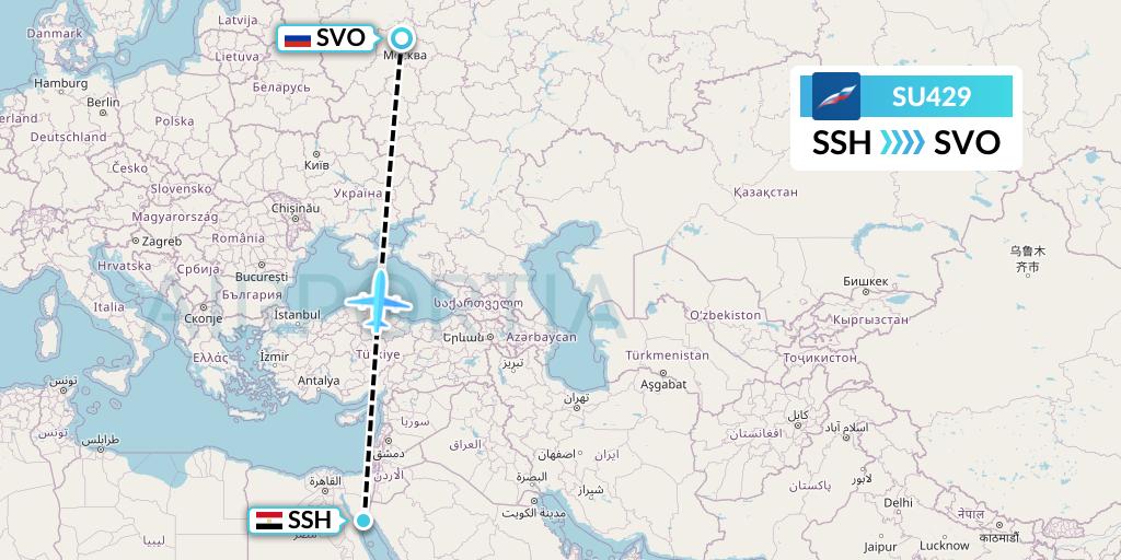 SU429 Aeroflot Flight Map: Sharm el-Sheikh to Moscow