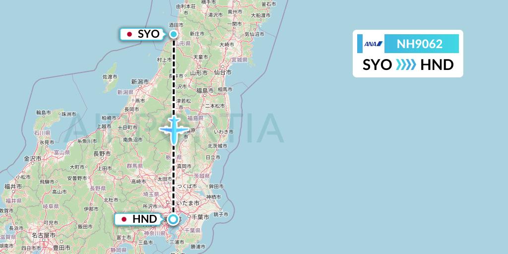 NH9062 All Nippon Airways Flight Map: Sakata to Tokyo