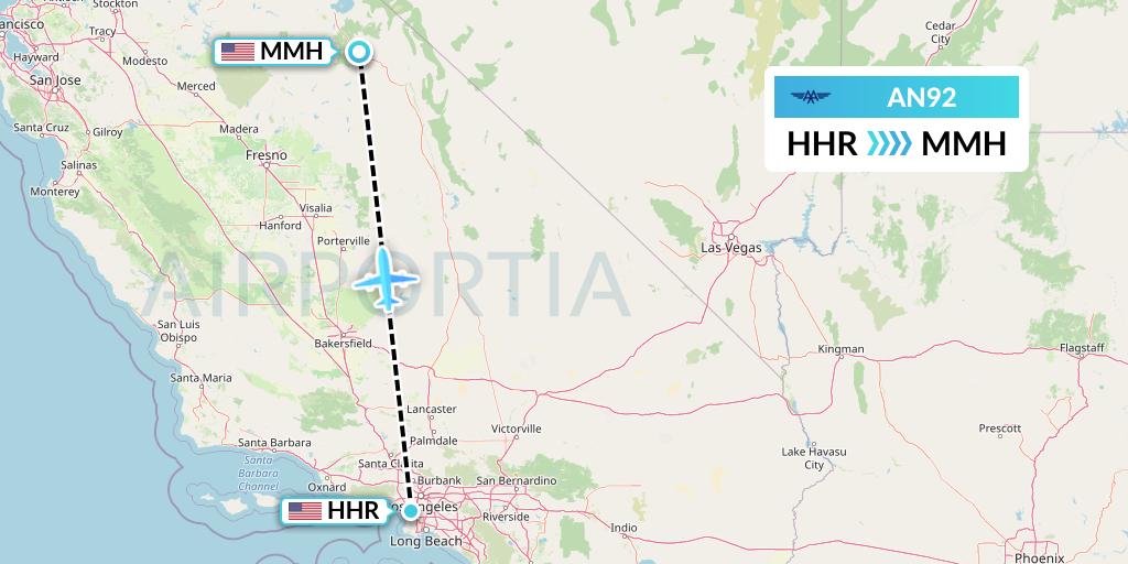 AN92 Advanced Air Flight Map: Hawthorne to Mammoth Lakes
