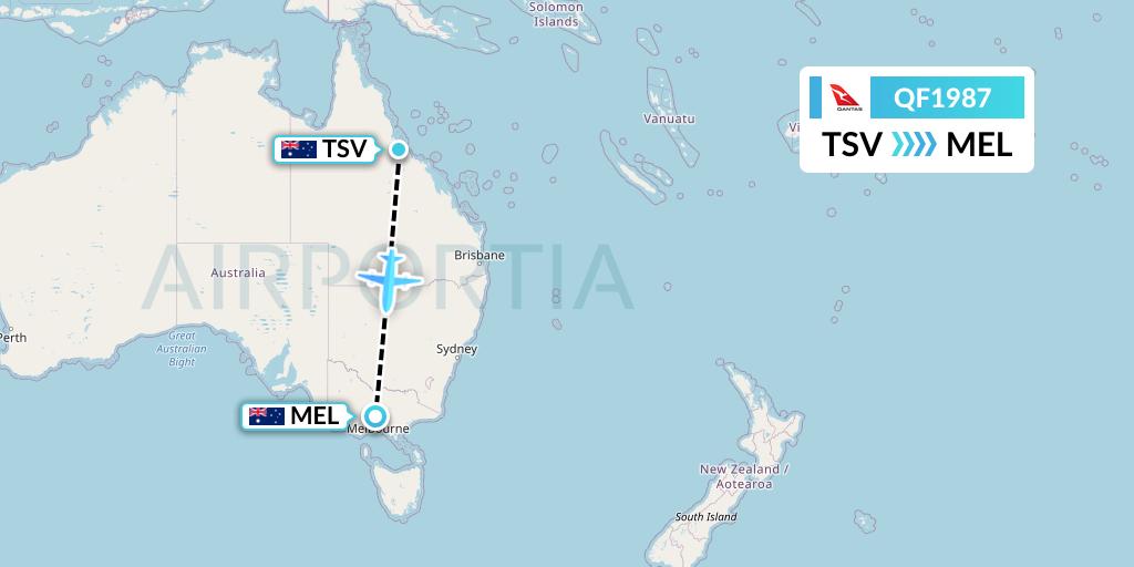 QF1987 Qantas Flight Map: Townsville to Melbourne