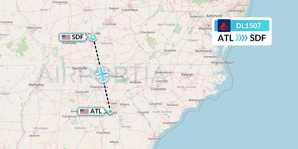 DL1507 Delta Air Lines Flight Map: Atlanta to Louisville