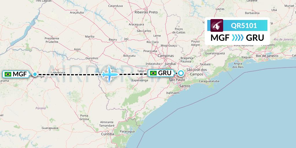 QR5101 Qatar Airways Flight Map: Maringa to Sao Paulo
