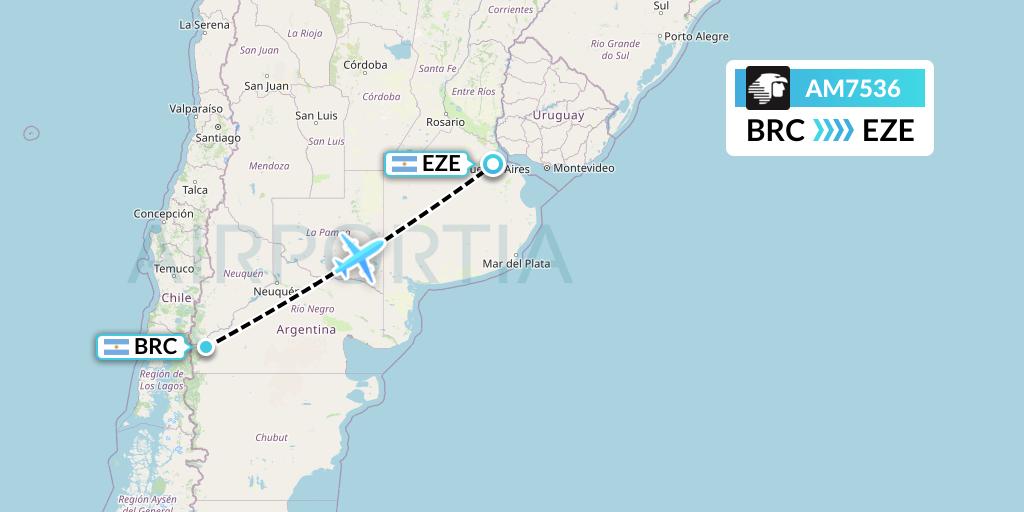AM7536 Aeromexico Flight Map: San Carlos de Bariloche to Buenos Aires