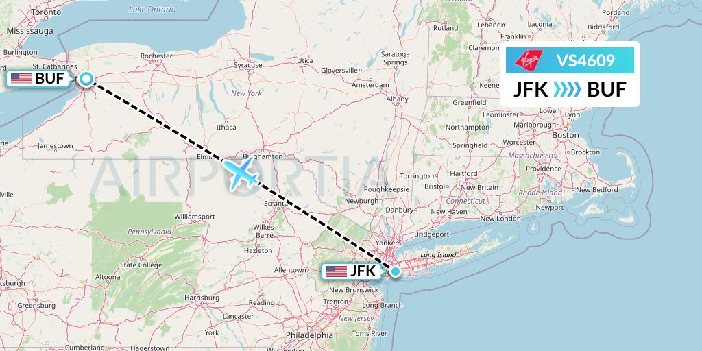 VS4609 Virgin Atlantic Airways Flight Map: New York to Buffalo