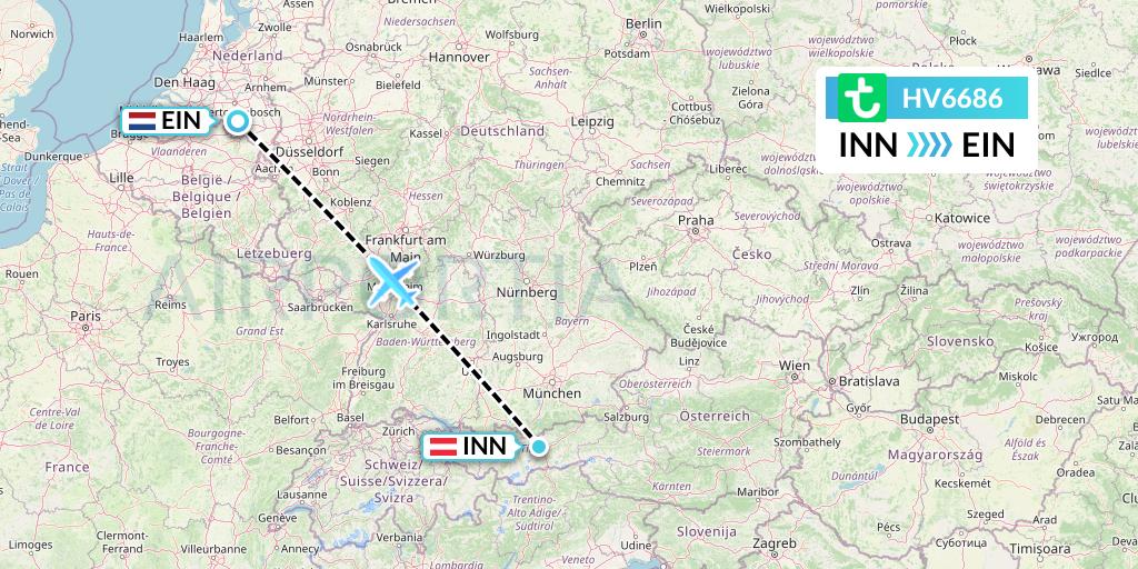 HV6686 Transavia Flight Map: Innsbruck to Eindhoven
