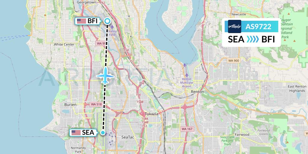 AS9722 Alaska Airlines Flight Map: Seattle to Seattle