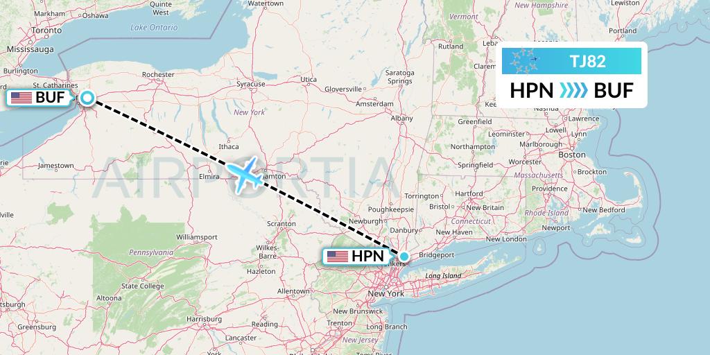 TJ82 Tradewind Aviation Flight Map: White Plains to Buffalo