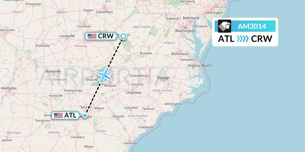 AM3014 Aeromexico Flight Map: Atlanta to Charleston