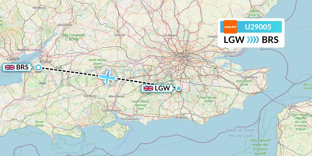 U29005 EasyJet Flight Map: London to Bristol