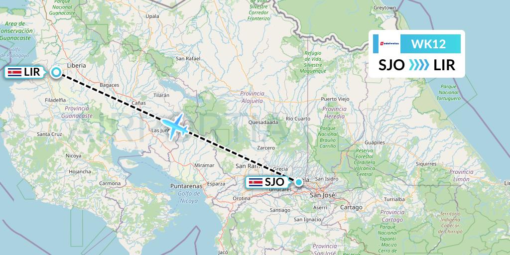 WK12 Flight Status Edelweiss Air San Jose to Liberia (EDW12)