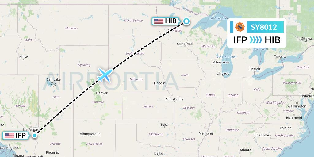 SY8012 Sun Country Airlines Flight Map: Bullhead City to Hibbing