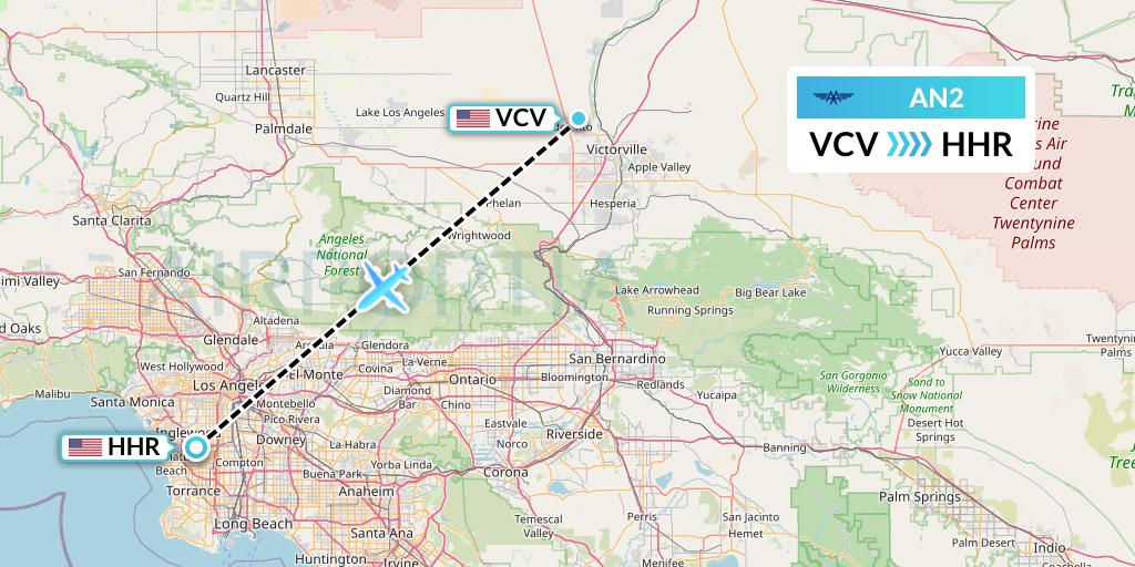 AN2 Advanced Air Flight Map: Victorville to Hawthorne