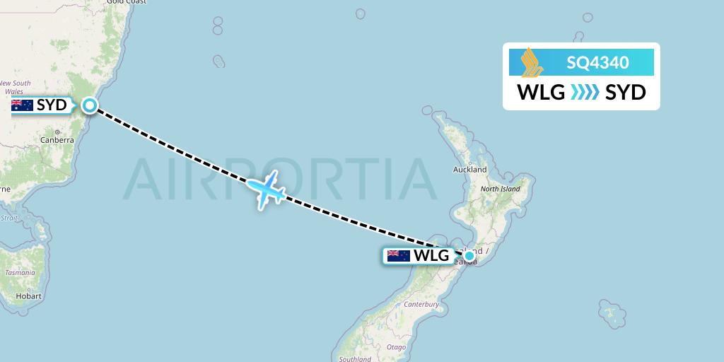 SQ4340 Singapore Airlines Flight Map: Wellington to Sydney