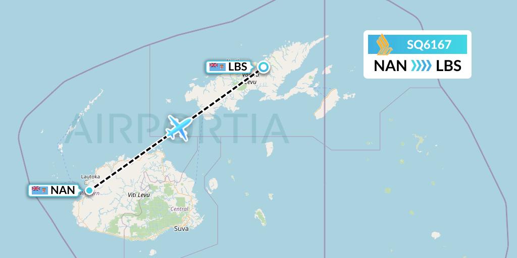 SQ6167 Singapore Airlines Flight Map: Nadi to Labasa