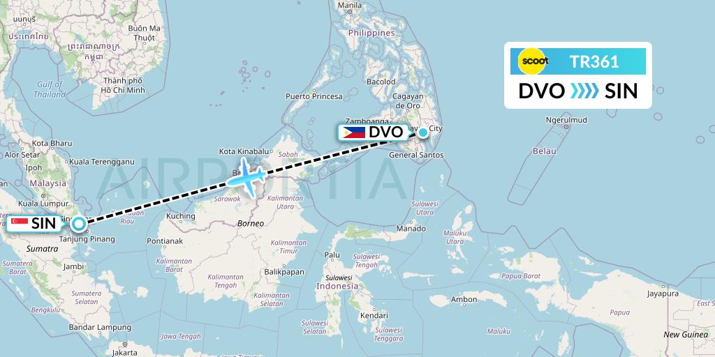 TR361 Flight Status Tigerair Davao City to Singapore (TGW361)
