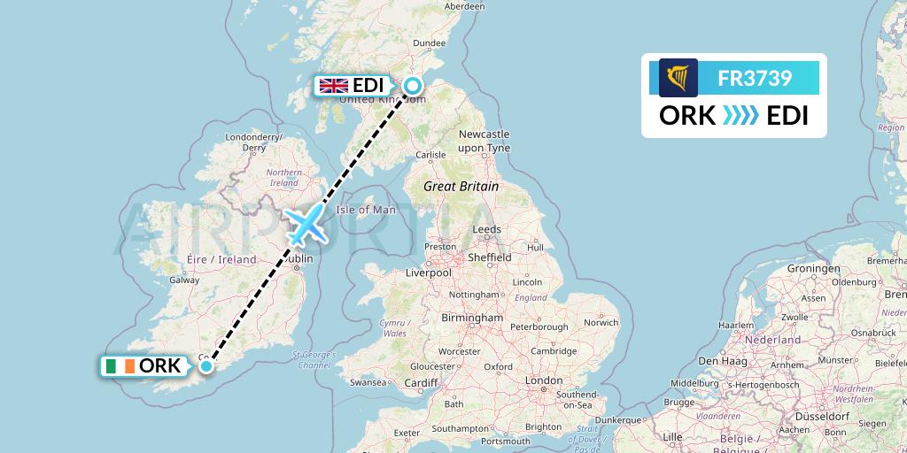 FR3739 Flight Status Ryanair Cork to Edinburgh (RYR3739)
