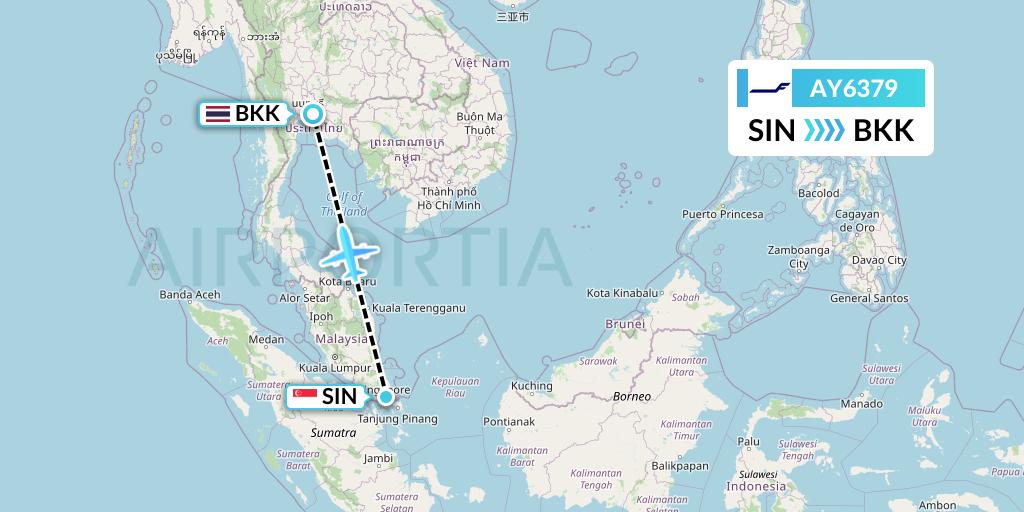 AY6379 Finnair Flight Map: Singapore to Bangkok