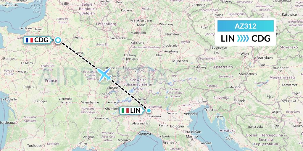 AZ312 ITA Airways Flight Map: Milan to Paris