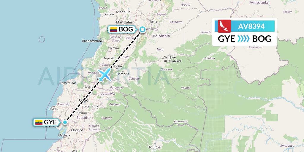 AV8394 Avianca Flight Map: Guayaquil to Bogota