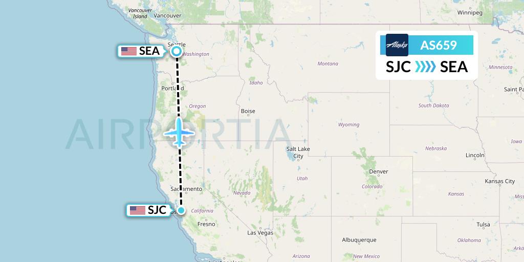 AS659 Alaska Airlines Flight Map: San Jose to Seattle